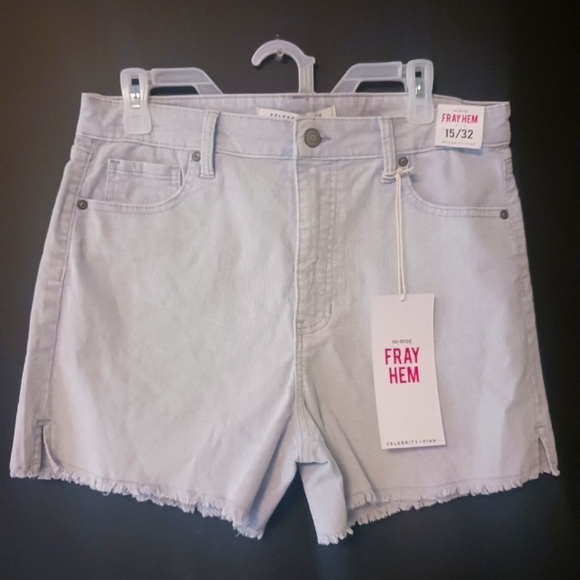 Celebrity Pink Pants - NEW CELEBRITY PINK WOMEN'S HIGH RISE FREY HEM SIZE15/32 LIGHT BLUE SUMMER SHORTS